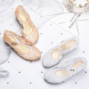 Girls Elegant Hollow Out Flower Crystal Flats