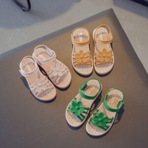 Girls Fashion Flower Pattern Soft Bottom Sandals