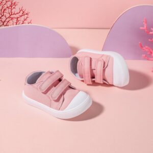 Kids Girls Casual Cute Flat Thick-Soled Velcro Canvas First Walkers Shoes