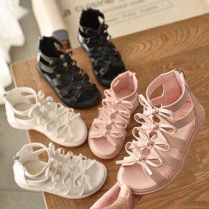 Kids Simple Solid Color Bow Sandals