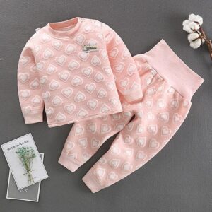 Kids Round Neck Long-sleeves Tops And Pants Set