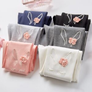 Easter Girls Rabbit Pattern Flower Decoration Cotton Leggings