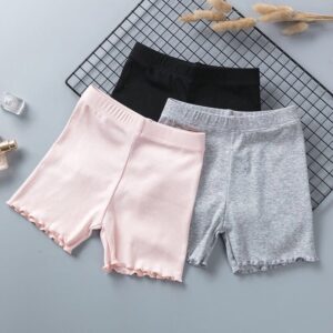 Girls Basic Solid Color Anti-glare Thin Safety Pants