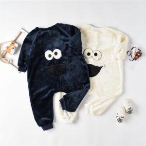 Kids Cute Cartoon Pattern Warm Flannel Jumpsuit