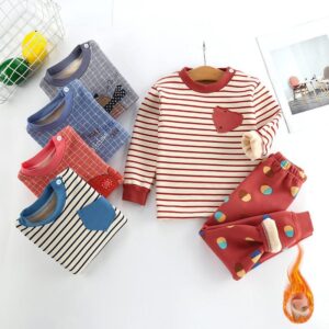 Kids Round Neck Warm Tops And Pants Set