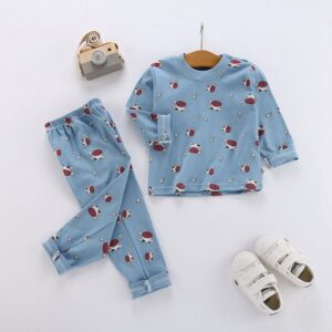 2 Pcs Fashion Cartoon Print Autumn Kids Wear Set