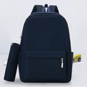 Children Fashion Solid Color Girls Boys Canvas Backpack School Bag