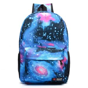 Children Fashion Girls Boys Color Matching Starlit Sky Canvas Backpack School Bag