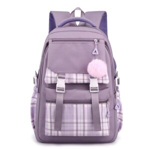 Children Fashion Girls Boys Color Matching Multi Layer Canvas Backpack School Bag