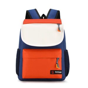 Children Fashion Girls Boys Color Matching Canvas Backpack School Bag