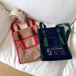 Kids Unisex Casual Cute Cartoon Print Canvas Flip School Bag