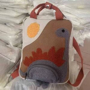 Kids Unisex Casual Cute Dinosaur Color Matching Canvas School Bag