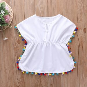Toddler Girls Beach Tassel Pompom Coverup Blouse
