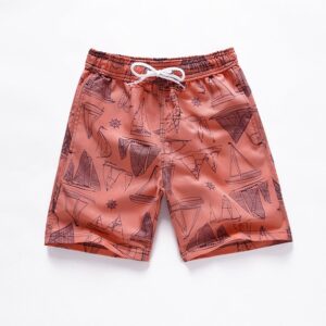 Boys Casual Printed Loose Beach Swim Trunks