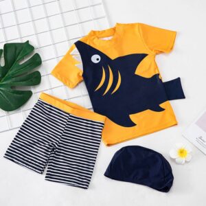 Kids Toddler Boys Casual Cute Cartoon Shark Print Short Sleeve Shorts Tankinis Swimwear