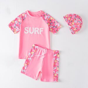 Kids Toddler Big Boys Girls Casual Cute Cartoon Print Short Sleeve Tankinis Swimwear