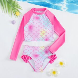 Kids Toddler Big Girls Casual Cute Long Sleeve Tankinis Swimwear