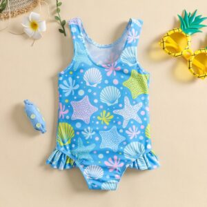 Toddlers Newborn Baby Fashion Girls Cute Shell Printed Sleeveless Swimwear