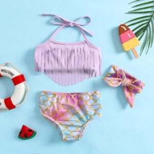 Toddlers Newborn Baby Fashion Girls Mermaid Tassel Swimsuit 2pcs Set