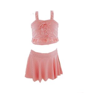 Kids Toddler Girls Fashion Split Check Swimsuit