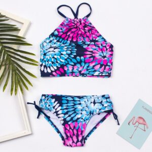 Kids Girls Color Water Drop Print Bikini Two-piece Set