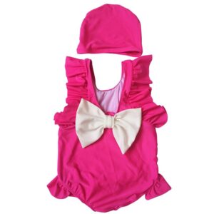 Kids Girls Cute Big Bow Design Backless One Piece Swimwear
