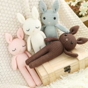 Children Solid Color Knitted Rabbit Plush Toy