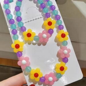 Kids Girls Cute Sweet Flower Acrylic Jewelry Set