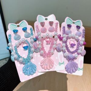 Kids Girls Cute Sweet Shell Pearl Jewelry Set