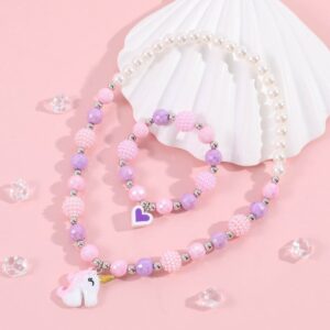 Kids Girls Cute Sweet Cartoon Pearl Acrylic Jewelry Set