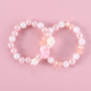 Kids Simple Acrylic Beads Plastic Beaded Pink Bracelet Jewelry