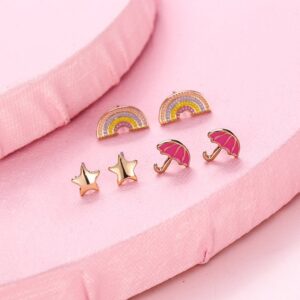 Children Kids Baby Fashion Girls Cartoon Star Rainbow Earrings Ear Clips