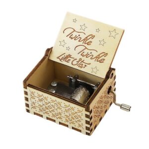 Wooden Music Box Ornaments Classical Carving Hand-Cranked Music Box Crafts Gifts