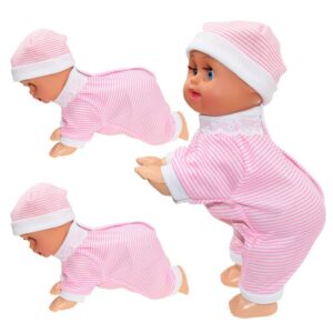 Fashion Cute Stripe Clothes Plastics Electric Crawling Doll