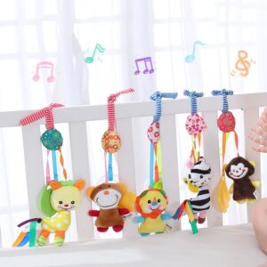 Cartoon Crib Pendant Rubber Ring Rattle Music Toy