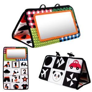 Infant Visual Stimulation Black White Animal Hangable Foldable Baby Safety Mirror