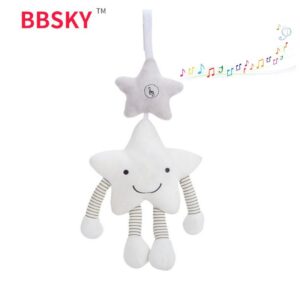 Baby Bed Pendant White Five-Pointed Star Music Bell Pendant Plush Toy