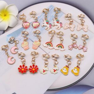 Children Kids Baby Fashion Girls Cartoon Alloy Dripping Oil Earrings Ear Clips