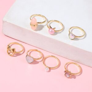 Children Kids Baby Fashion Girls Cute Princess Adjustable Ring Set