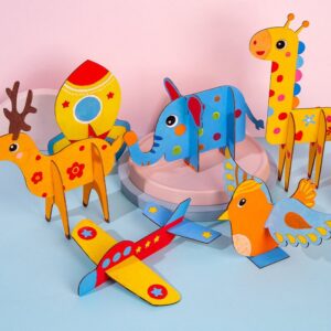 Children's Kindergarten Handmade Animal Wood Board Coloring Painting Graffiti