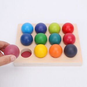 Rainbow Toys Children's Building Blocks 12 Balls Early Education Board Color Cognitive Matching