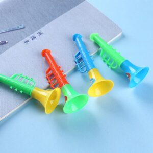 Children's Cartoon Plastic Double-Section Mini Trumpet Playing Small Musical Instrument Toy