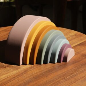 Children Kids Baby Fashion Silicone Rainbow Circle Cloud Arch Building Blocks Color Recognition Education Toy