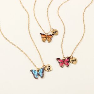 Children Kids Baby Fashion Girls Butterfly Pendant Necklace Bff Set