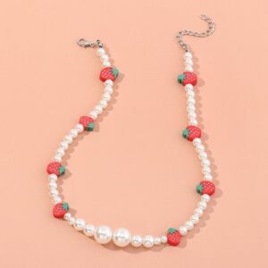 Children Kids Baby Fashion Girls Multicolor Pearl Fruit Strawberry Beads Necklace