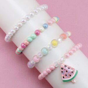 Children Kids Toddlers Fashion Girls Watermelon Multicolor Acrylic Beaded Bracelet Set