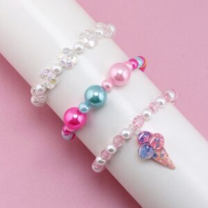 Children Kids Toddlers Fashion Girls Ice Cream Acrylic Beaded Bracelet Set