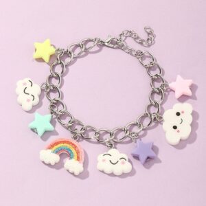 Children Kids Toddlers Girls Rainbow Cloud Pendant Bracelet