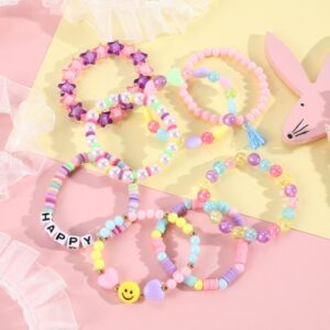 Kids Multicolor Acrylic Beads English Alphabet 8 Optional Player Beaded Bracelets Jewelry