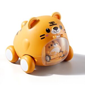 Kids Cartoon Animal Tiger Bear Puppy Presses Inertial Ejection Toy Car